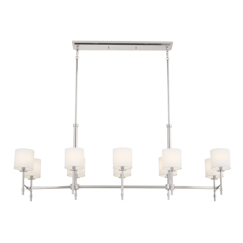Kichler 52503PN Ten Light Linear Chandelier, Polished Nickel
