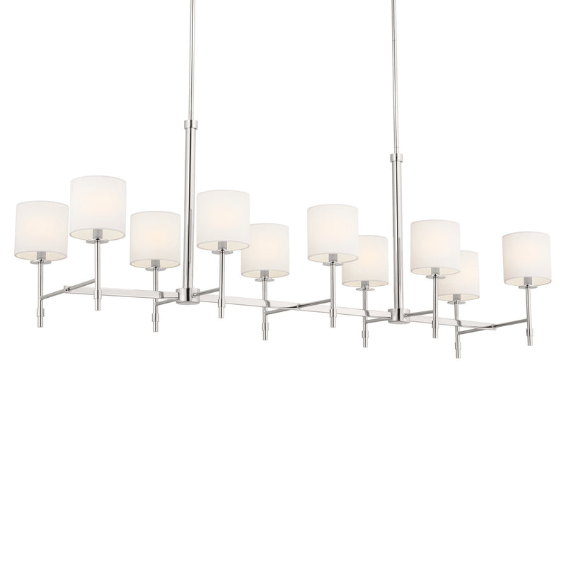 Kichler 52503PN Ten Light Linear Chandelier, Polished Nickel