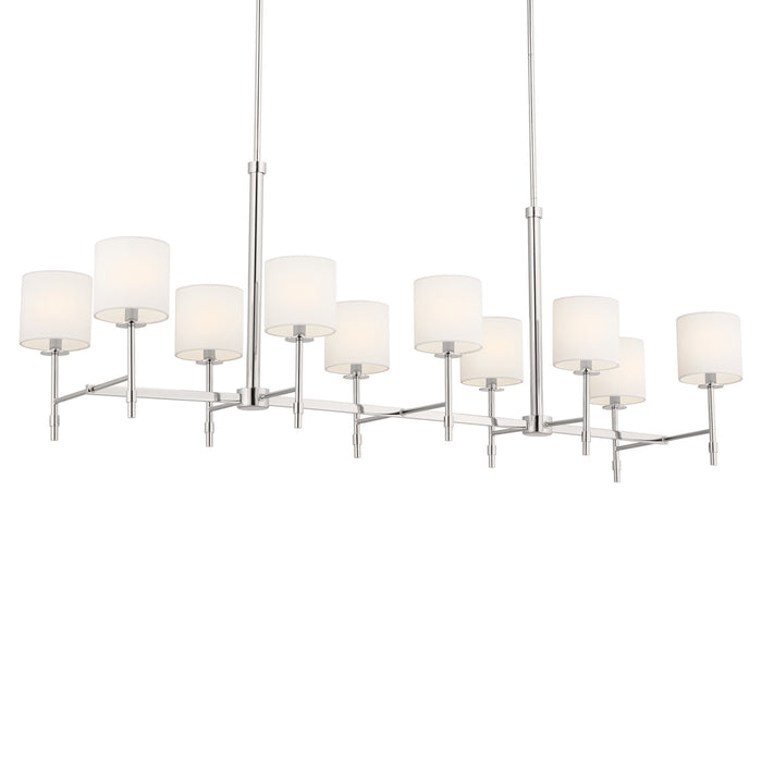 Kichler 52503PN Ten Light Linear Chandelier, Polished Nickel