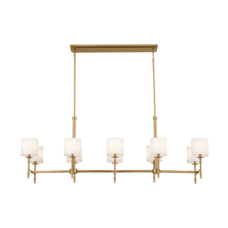 Kichler 52503BNB Ten Light Linear Chandelier, Brushed Natural Brass