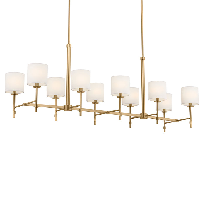 Kichler 52503BNB Ten Light Linear Chandelier, Brushed Natural Brass