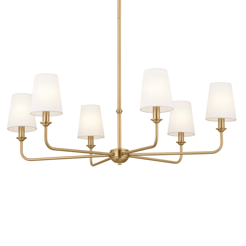 Kichler 52516BNB Six Light Chandelier, Brushed Natural Brass