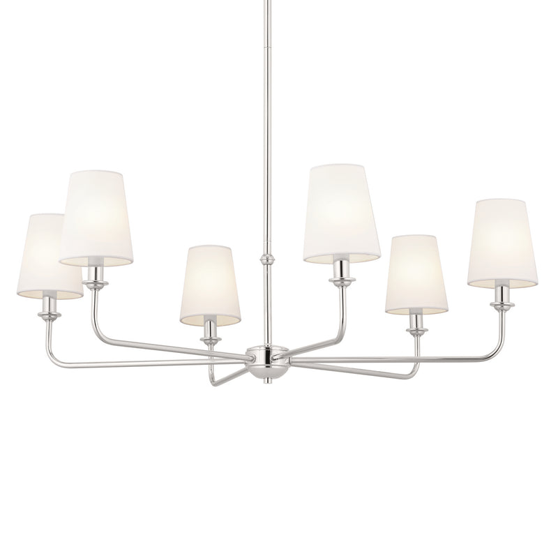 Kichler 52516PN Six Light Chandelier, Polished Nickel