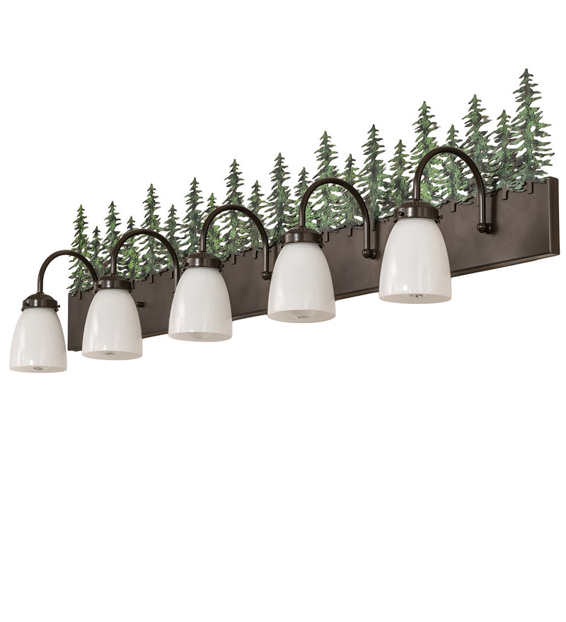 Meyda Tiffany 124171 Five Light Vanity, Timeless Bronze & Green Trees