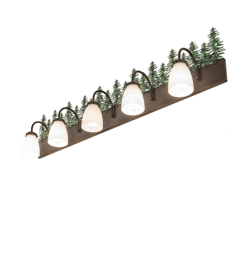 Meyda Tiffany 124171 Five Light Vanity, Timeless Bronze & Green Trees