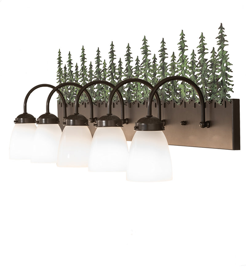 Meyda Tiffany 124171 Five Light Vanity, Timeless Bronze & Green Trees