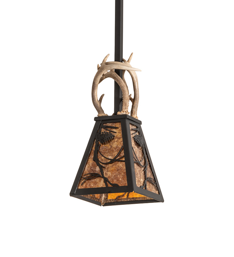 Meyda Tiffany 250974 One Light Pendant, Costello Black Hand Rubbed Iron