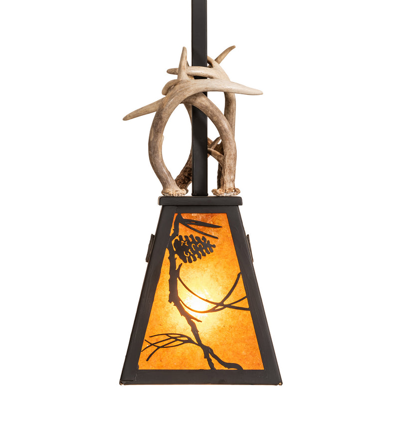 Meyda Tiffany 250974 One Light Pendant, Costello Black Hand Rubbed Iron