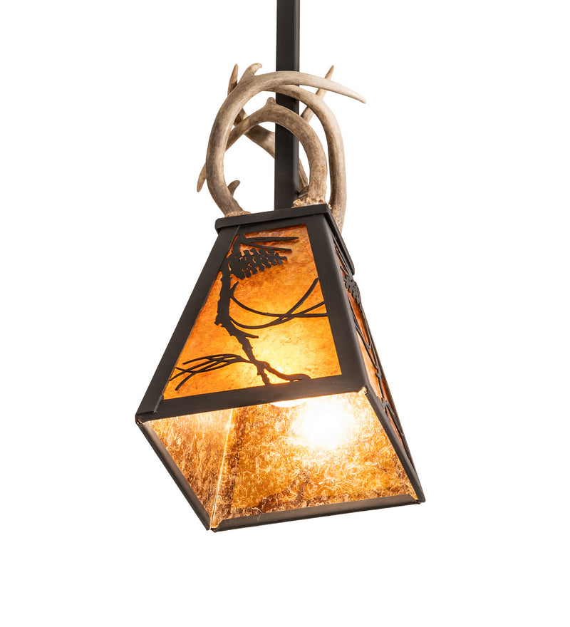 Meyda Tiffany 250974 One Light Pendant, Costello Black Hand Rubbed Iron
