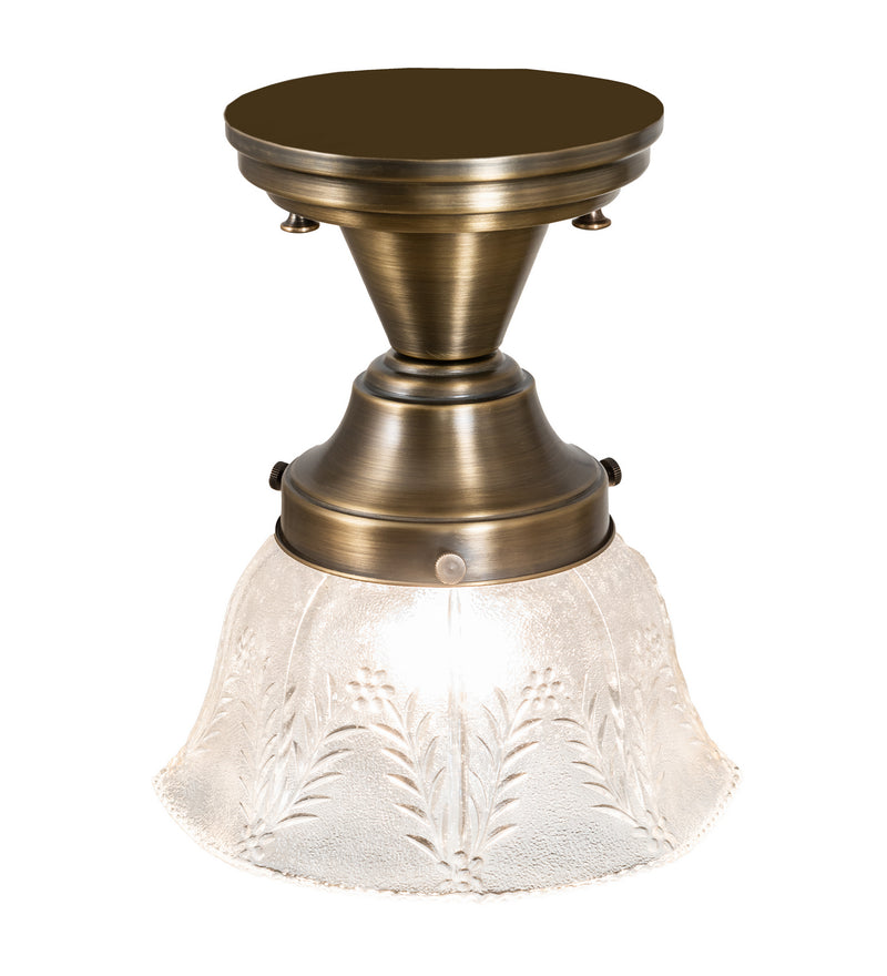 Meyda Tiffany 254404 One Light Flushmount, Antique Brass
