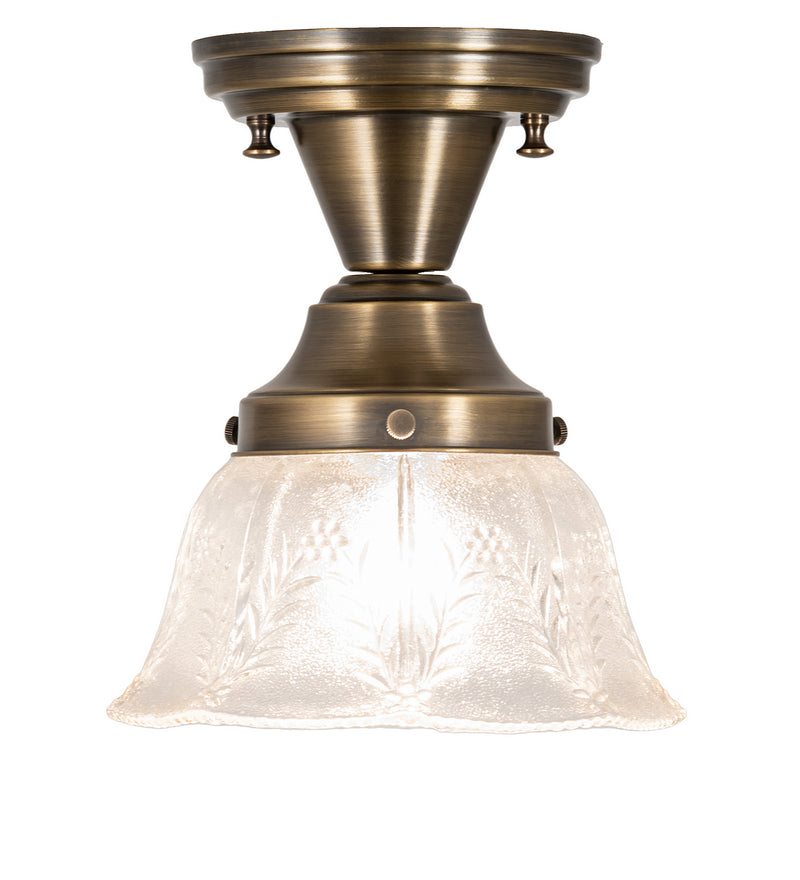 Meyda Tiffany 254404 One Light Flushmount, Antique Brass