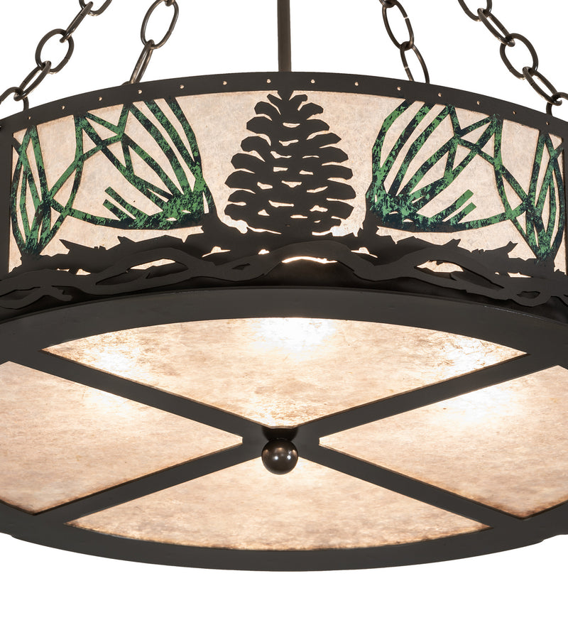 Meyda Tiffany 254835 Four Light Semi-Flushmount, Timeless Bronze/Green Needles