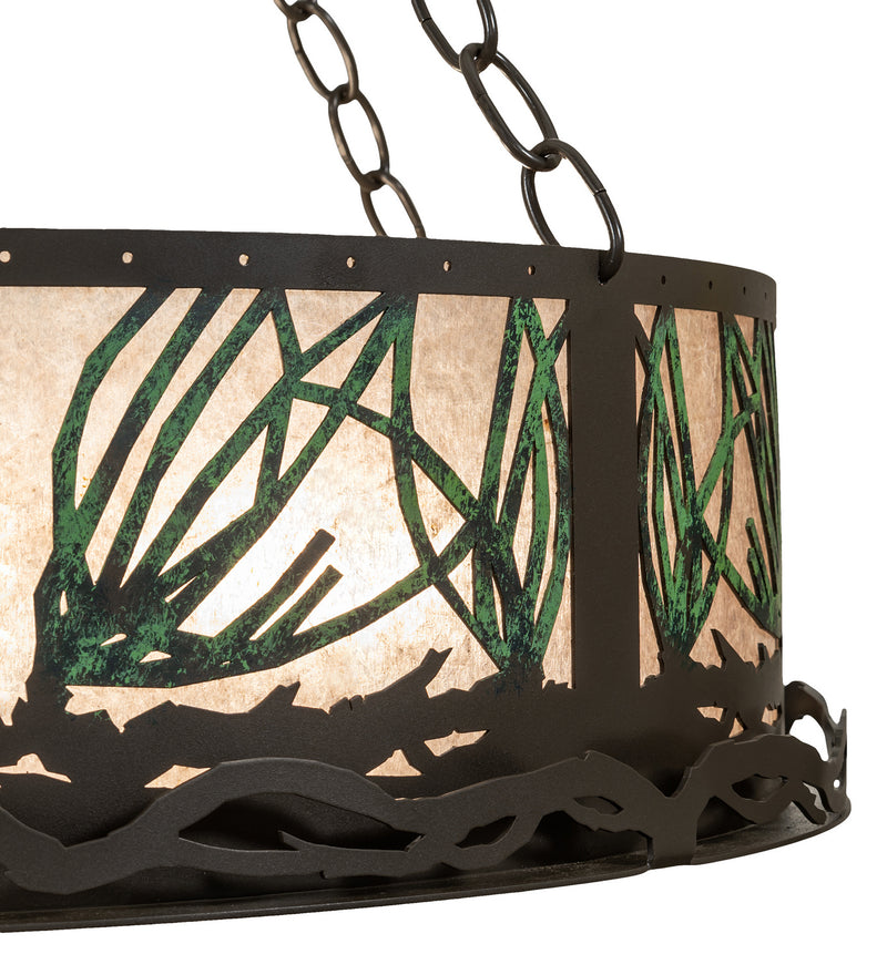 Meyda Tiffany 254835 Four Light Semi-Flushmount, Timeless Bronze/Green Needles