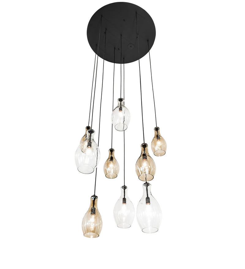 Meyda Tiffany 255908 Nine Light Pendant, Satin Black Wrought Iron