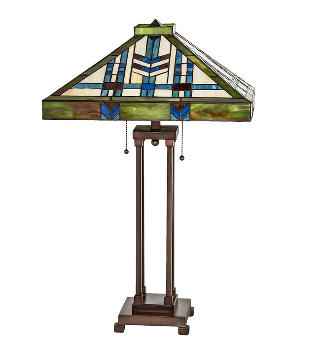 Meyda Tiffany 256043 Two Light Table Lamp, Mahogany Bronze