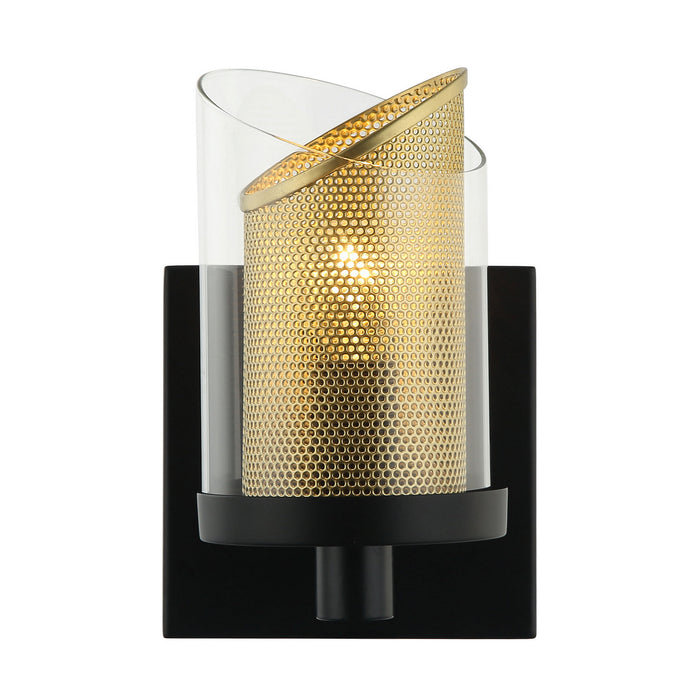 Varaluz 246B01BLGO One Light Bath, Black/Gold