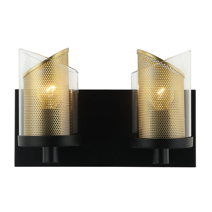 Varaluz 246B02BLGO Two Light Bath, Black/Gold