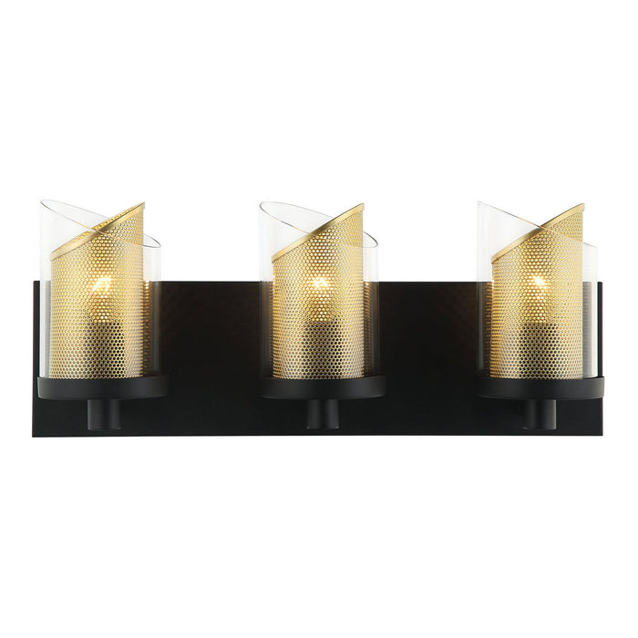 Varaluz 246B03BLGO Three Light Bath, Black/Gold