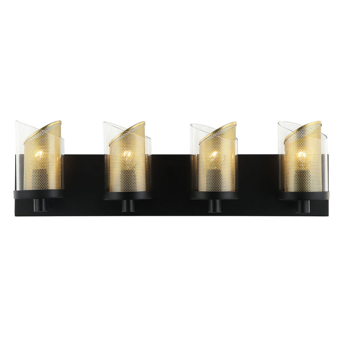 Varaluz 246B04BLGO Four Light Bath, Black/Gold