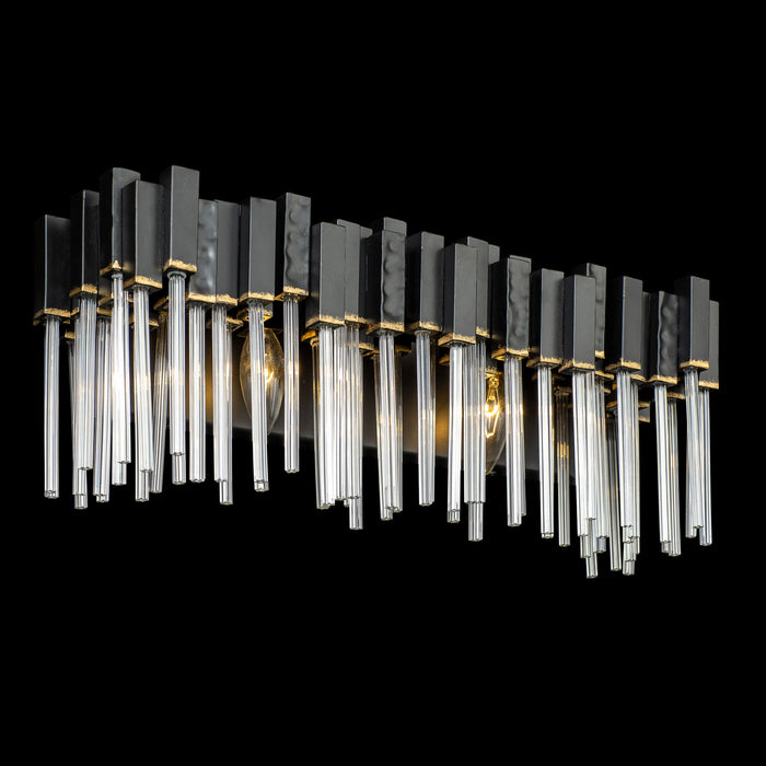 Varaluz 309B02MBFG Two Light Bath, Matte Black/French Gold
