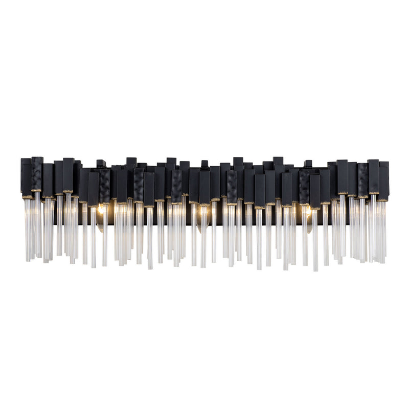 Varaluz 309B03MBFG Three Light Bath, Matte Black/French Gold