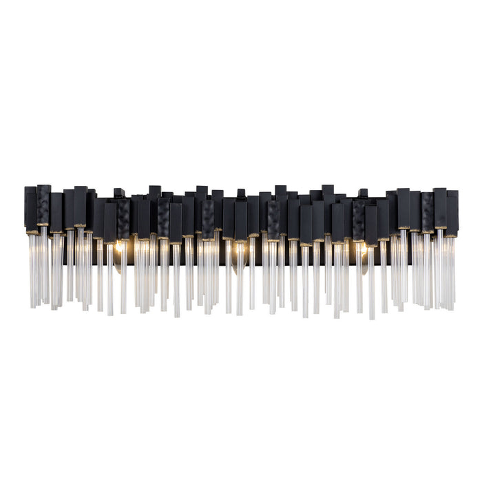 Varaluz 309B03MBFG Three Light Bath, Matte Black/French Gold