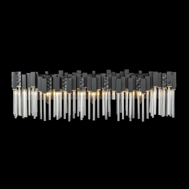 Varaluz 309B03MBFG Three Light Bath, Matte Black/French Gold