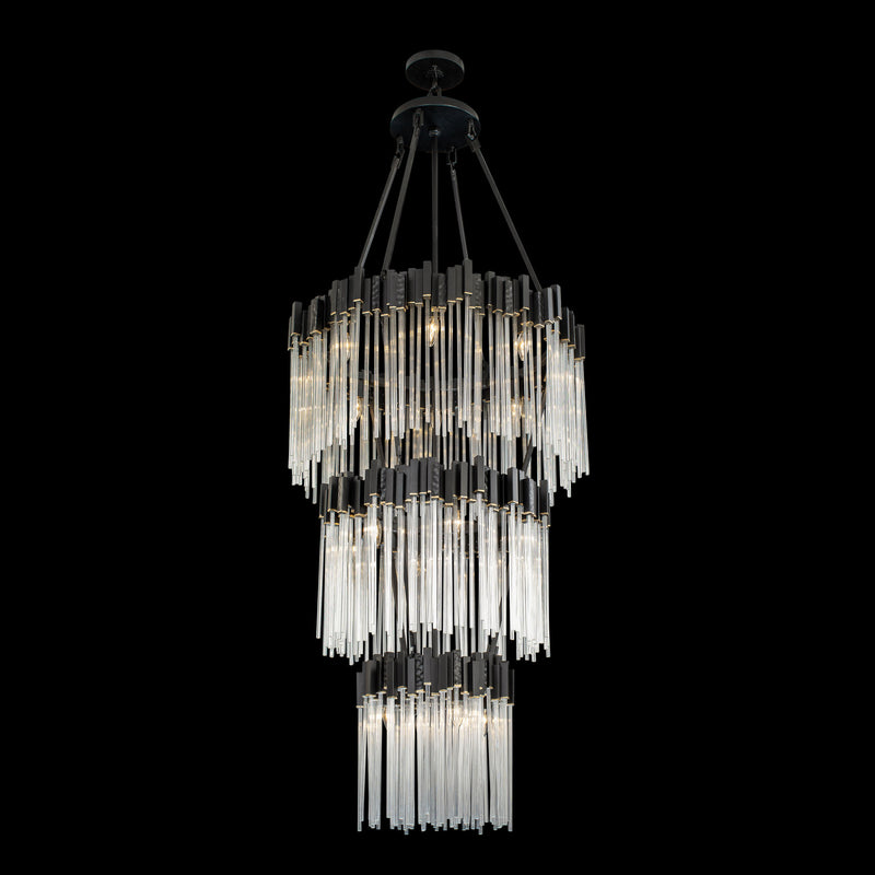 Varaluz 309C19MBFG 18 Light Chandelier, Matte Black/French Gold