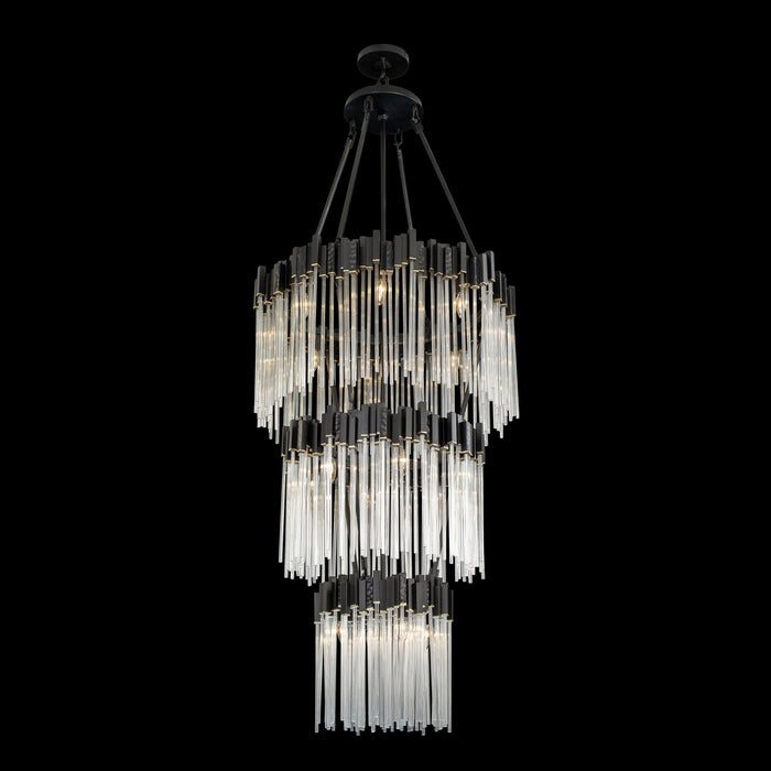 Varaluz 309C19MBFG 18 Light Chandelier, Matte Black/French Gold