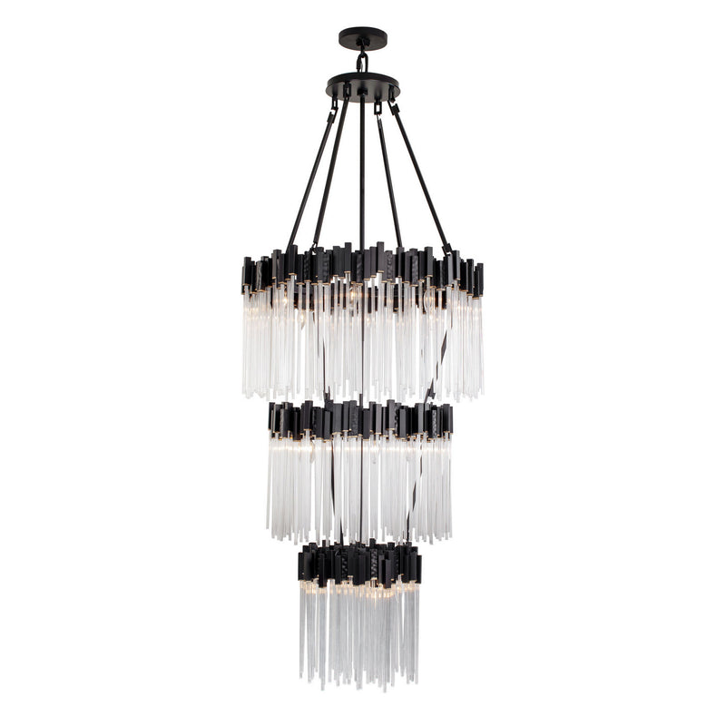 Varaluz 309C19MBFG 18 Light Chandelier, Matte Black/French Gold
