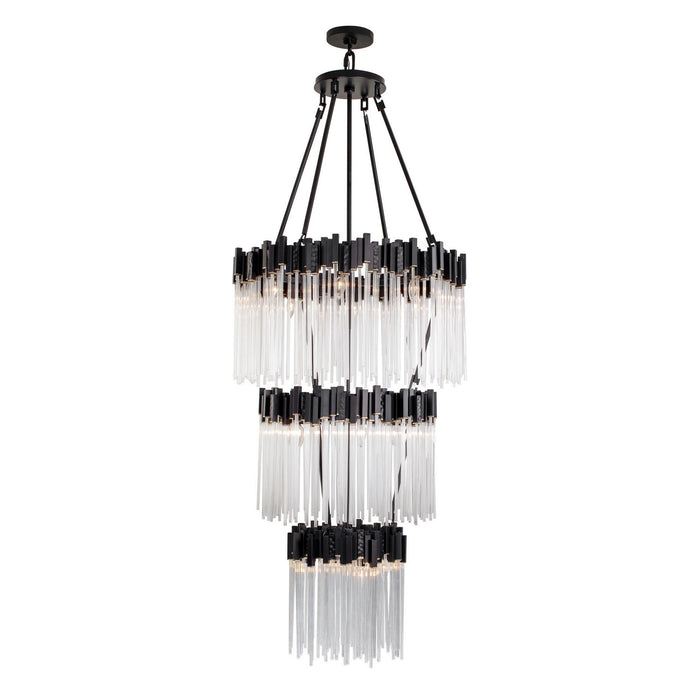 Varaluz 309C19MBFG 18 Light Chandelier, Matte Black/French Gold