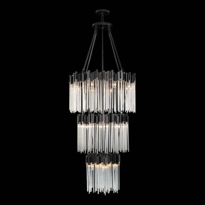 Varaluz 309C19MBFG 18 Light Chandelier, Matte Black/French Gold