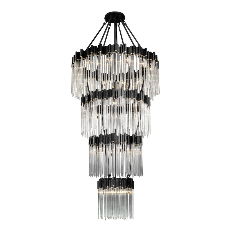 Varaluz 309C30MBFG 30 Light Chandelier, Matte Black/French Gold