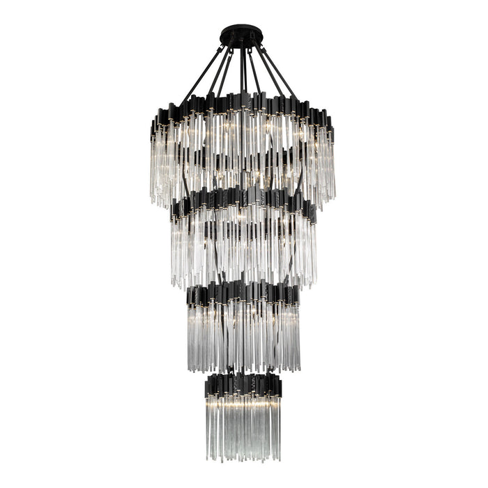 Varaluz 309C30MBFG 30 Light Chandelier, Matte Black/French Gold