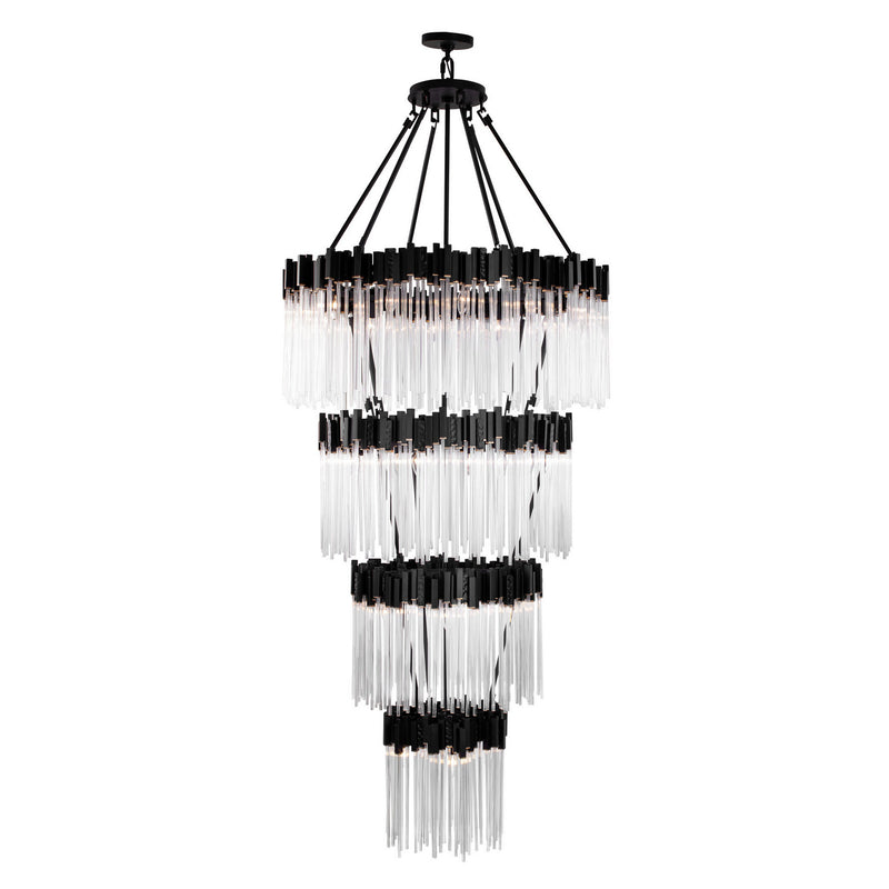 Varaluz 309C30MBFG 30 Light Chandelier, Matte Black/French Gold