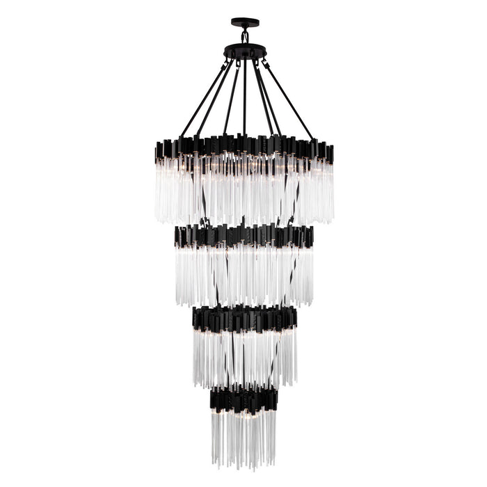 Varaluz 309C30MBFG 30 Light Chandelier, Matte Black/French Gold