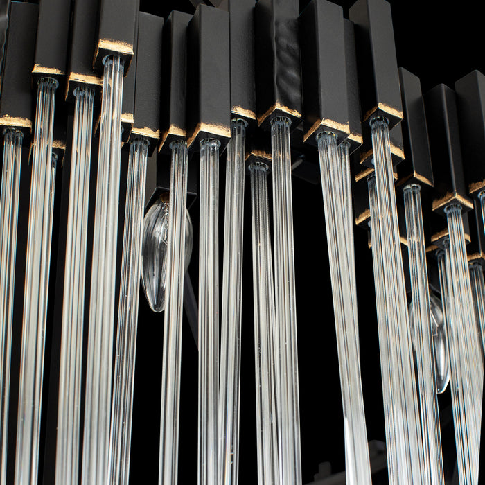 Varaluz 309C30MBFG 30 Light Chandelier, Matte Black/French Gold