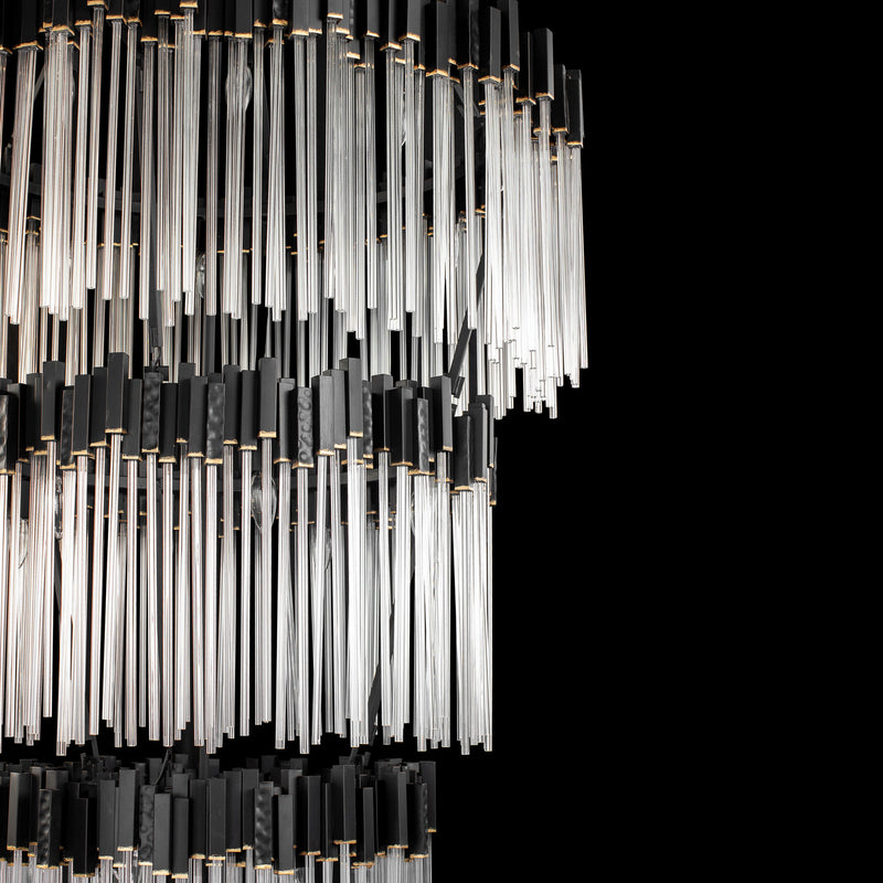 Varaluz 309C30MBFG 30 Light Chandelier, Matte Black/French Gold