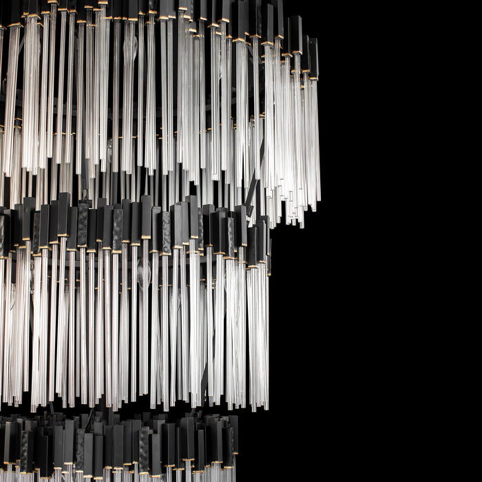 Varaluz 309C30MBFG 30 Light Chandelier, Matte Black/French Gold