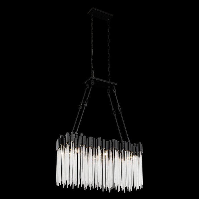 Varaluz 309N06MBFG Six Light Linear Pendant, Matte Black/French Gold
