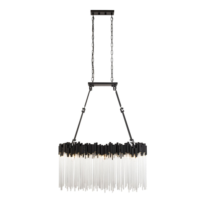 Varaluz 309N06MBFG Six Light Linear Pendant, Matte Black/French Gold