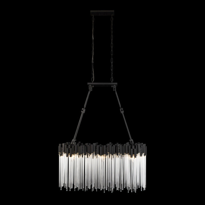 Varaluz 309N06MBFG Six Light Linear Pendant, Matte Black/French Gold