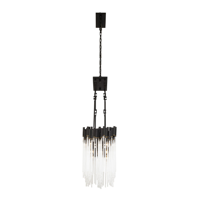 Varaluz 309N06MBFG Six Light Linear Pendant, Matte Black/French Gold