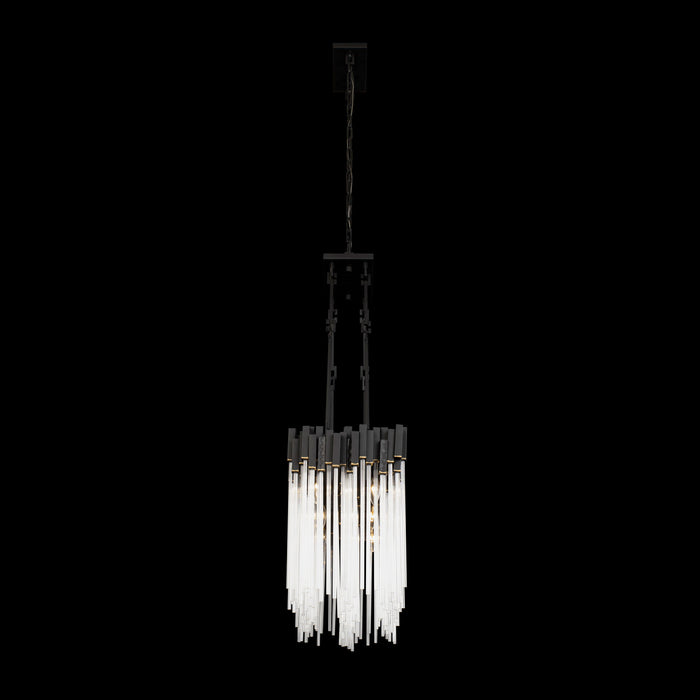 Varaluz 309N06MBFG Six Light Linear Pendant, Matte Black/French Gold