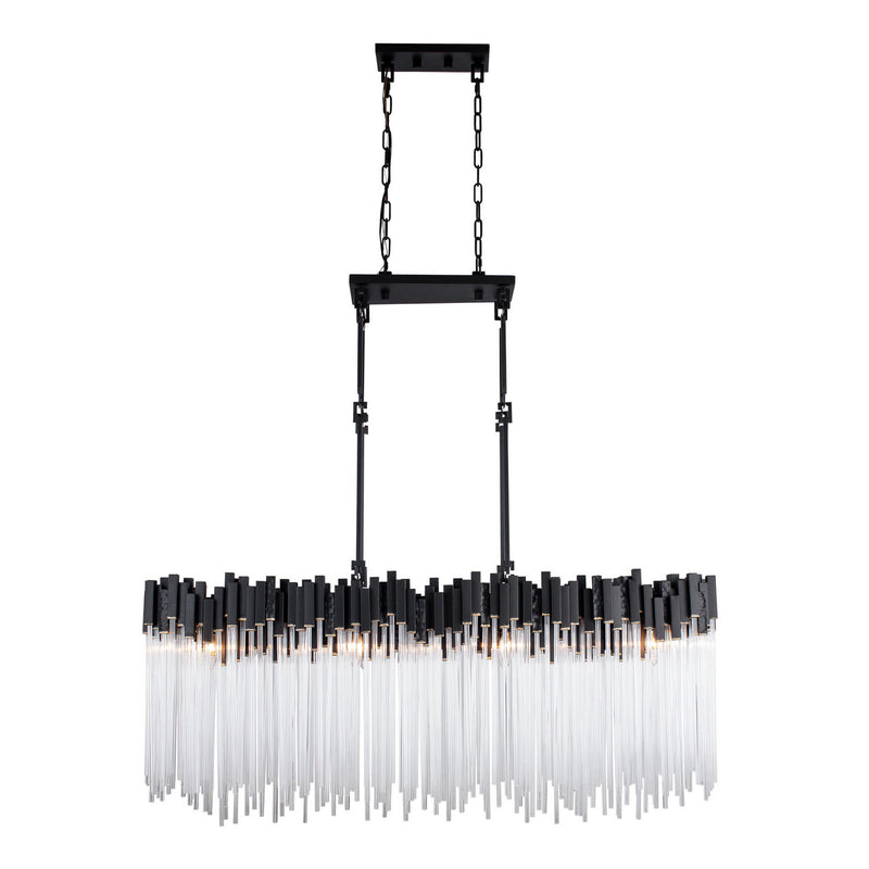 Varaluz 309N08MBFG Eight Light Linear Pendant, Matte Black/French Gold