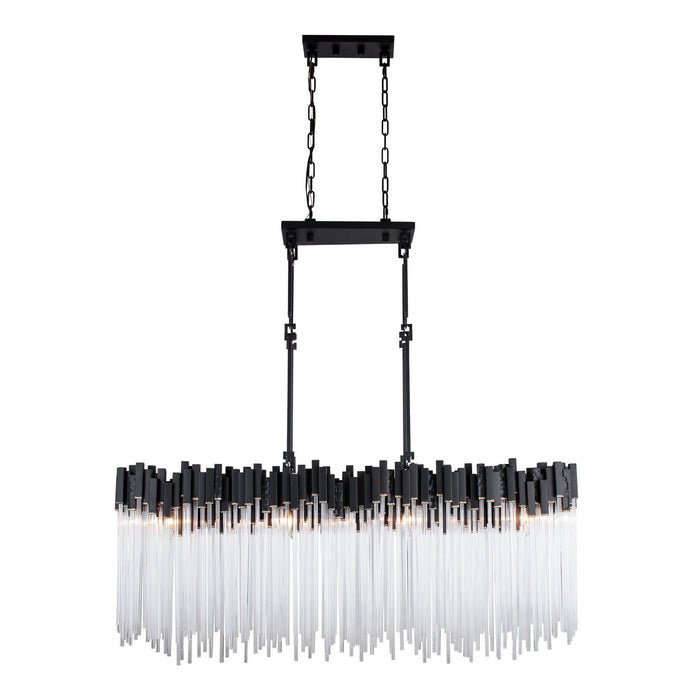 Varaluz 309N08MBFG Eight Light Linear Pendant, Matte Black/French Gold