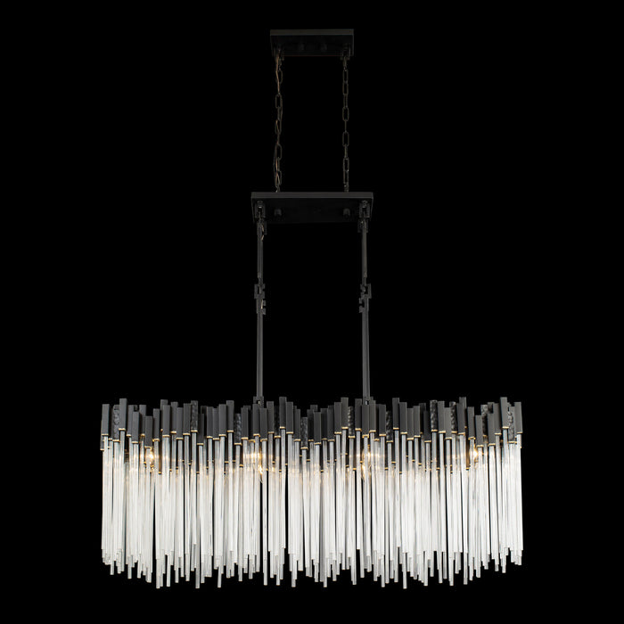 Varaluz 309N08MBFG Eight Light Linear Pendant, Matte Black/French Gold