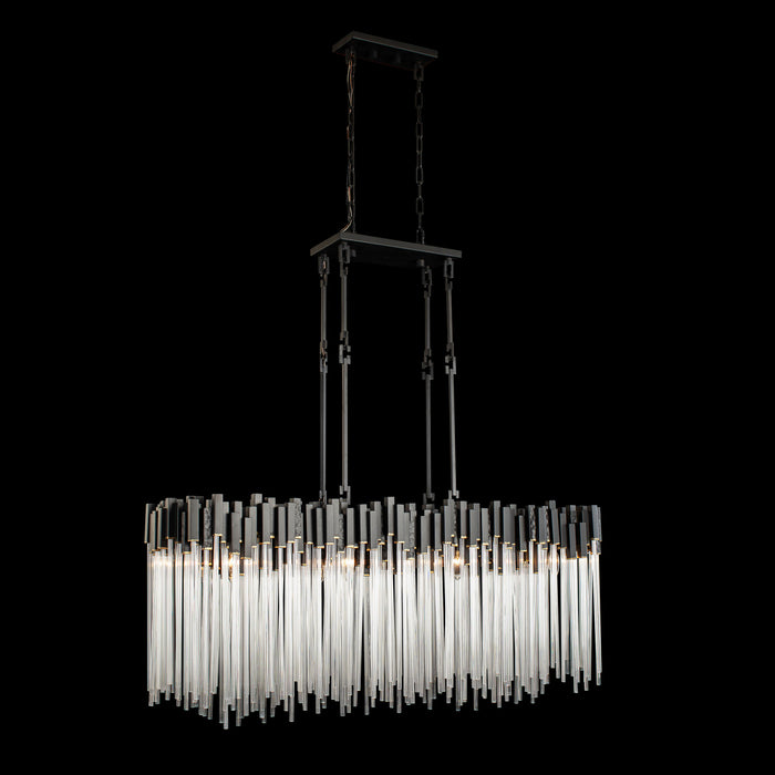 Varaluz 309N08MBFG Eight Light Linear Pendant, Matte Black/French Gold