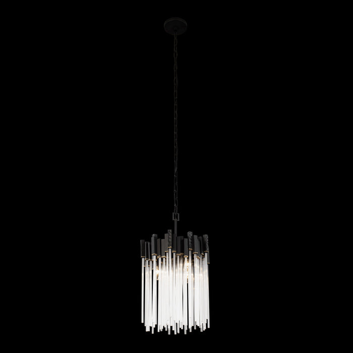 Varaluz 309P03MBFG Three Light Pendant, Matte Black/French Gold