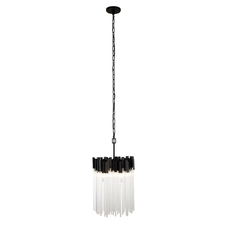 Varaluz 309P03MBFG Three Light Pendant, Matte Black/French Gold